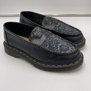 Dr. Martens Penton Loafers Black Floral Jacquard Leather UK 5 US 6 EU 38